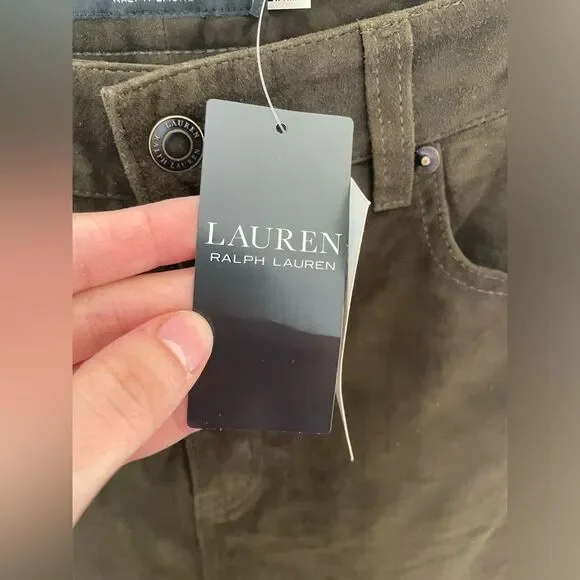 Ralph Lauren Olive Green pants 100% goat suede size 10 NWT - Picture 7 of 13